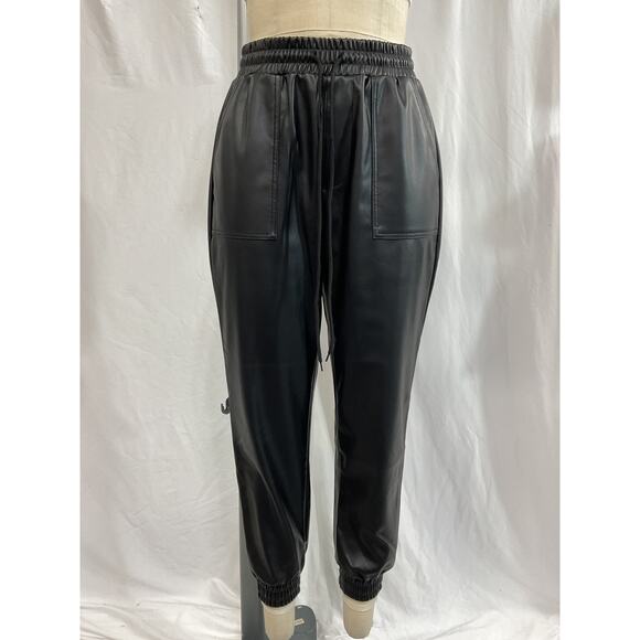 Bcbgeneration Black Faux Leather Jogger Size S - Picture 2 of 5